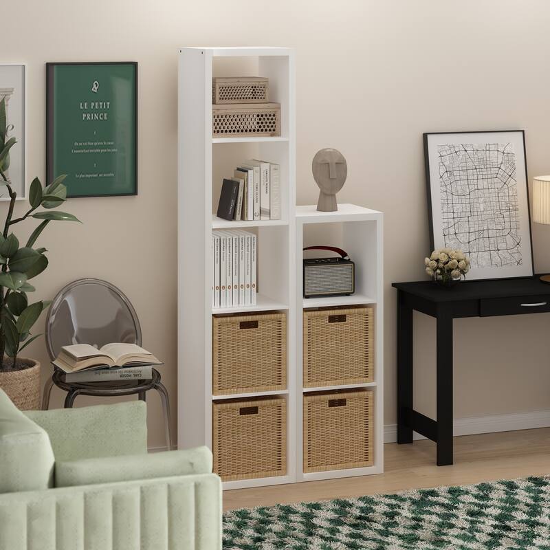 Furinno Cubicle Open Back Decorative Cube Storage Organizer, 3-Cube, White