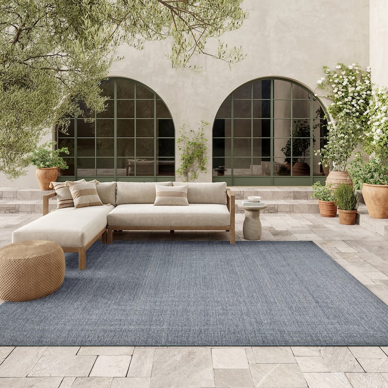 Nourison Tulum Indoor/Outdoor Geometric Area Rug - 9' x 12' - Denim
