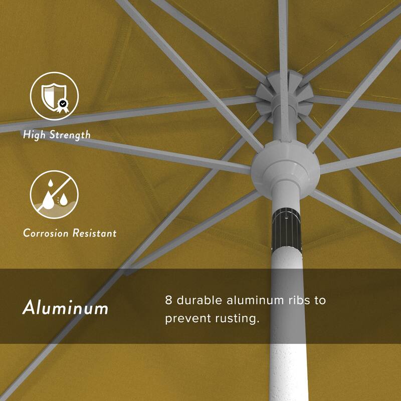 California Umbrella 7.5' Round Crank Lift Push Button Tilt White Aluminum Patio Umbrella Sunbrella