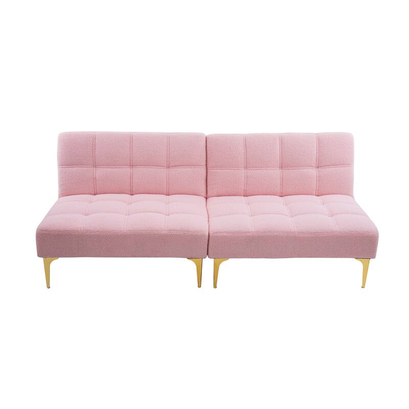 Modern Teddy Fabric Sofa Bed with Two-Piece Design and Easy Setup