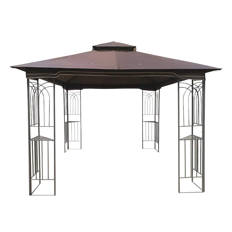 Outdoor Gazebo with Mosquito Netting, 10x10 Outdoor Patio Gazebo Canopy Tent with Ventilated Double Roof for Outside, Garden