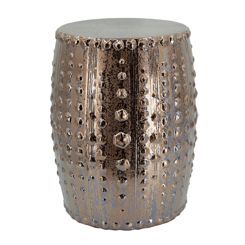 Weathered Style Ceramic Garden Stool - 18" - Bronze