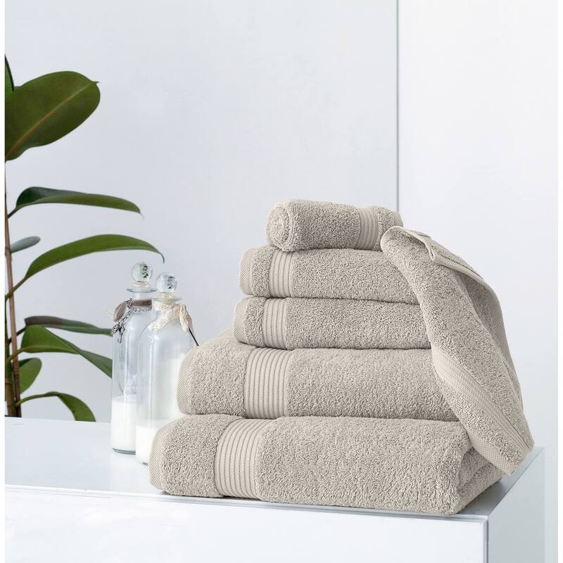 CTT - 6 Pcs Turkish Cotton Towel Set, Includes 2 Bath Towels, 2 Hand Towels and 2 Washcloths, Quick Dry & Absorbent