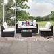 preview thumbnail 13 of 23, 5 pieces Outdoor Sofa Sets Patio Rattan Sofas with Waterproof Cushions & Coffee Table 5-sets - White