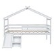 preview thumbnail 9 of 19, Elegant Twin Low Loft House Bed with Slide, Ladder, Safety Guardrails and House Roof Frame, Space for Entertainment, White