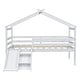preview thumbnail 8 of 6, White Twin Size Pine Wood Low Loft House Bed with Slide, Ladder, Safety Guardrails and House Roof Frame