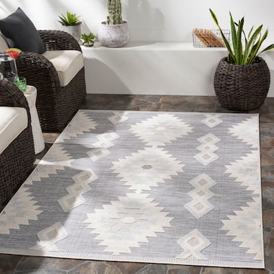 Avril Indoor/ Outdoor Southwestern Stripe Area Rug