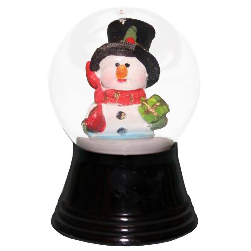 2.5" Black White Perzy Snow Globe Small Snowman with Scarf Decoration