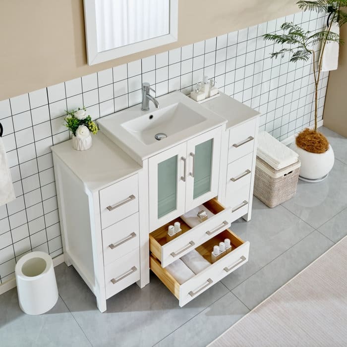 Vanity Art 48 in. Single Sink Bathroom Vanity with Top and Mirror - 48 X 18.1 X 35.8