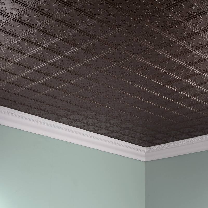 FASÄDE Traditional Style 10 Decorative Vinyl 2ft x 4ft Glue Up Ceiling Panel in Argent Bronze (5 Pack)