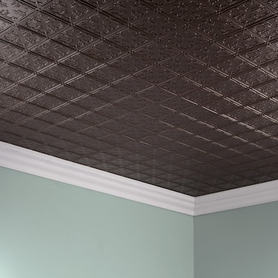 FASÄDE Traditional Style 10 Decorative Vinyl 2ft x 4ft Glue Up Ceiling Panel in Argent Bronze (5 Pack)