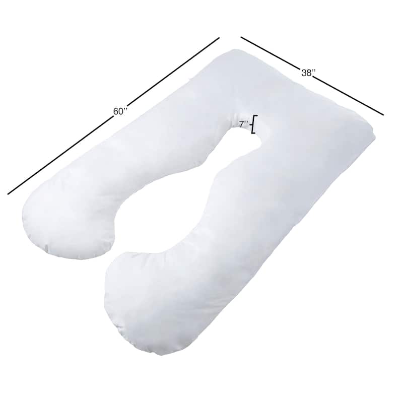 Full Body Pillow for Pregnancy - Maternity Pillow with Contoured U-Shape by Lavish Home (White) - White