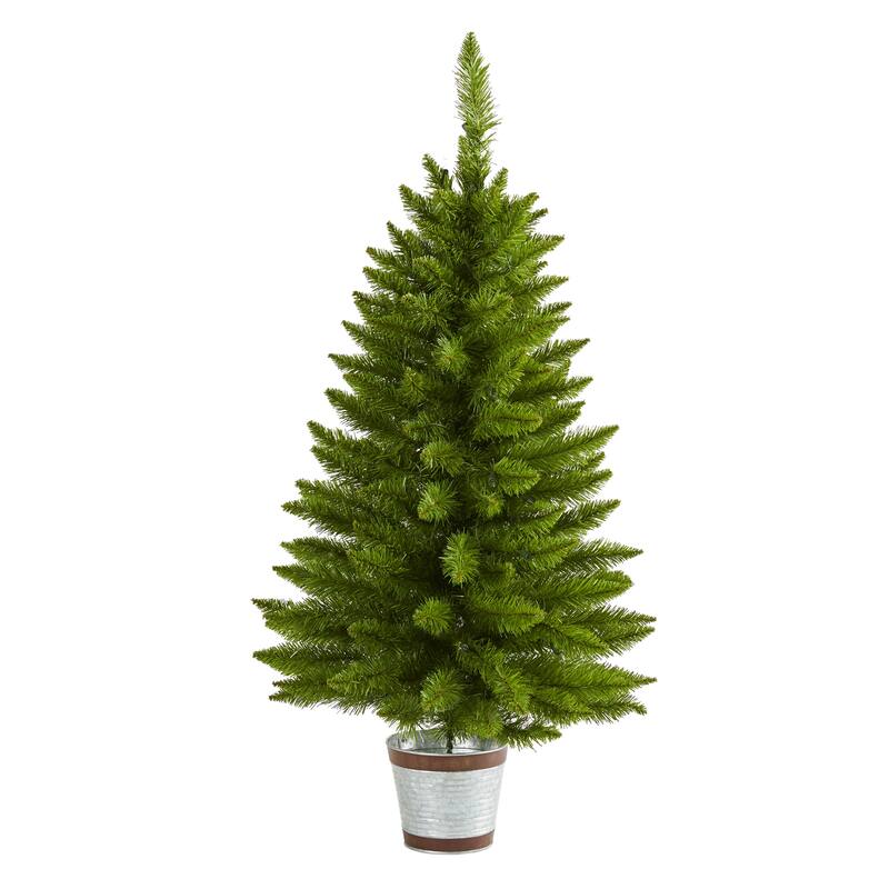 3ft. Pine Artificial Christmas Tree with 50 Warm White Lights and 143 Branches - Compact Holiday X-Mas Accent Tree