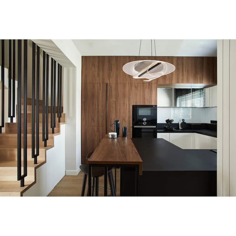 Geneva 18 Inch LED Pendant Matte Black Silk Screened Acrylic Lens - Matte Black