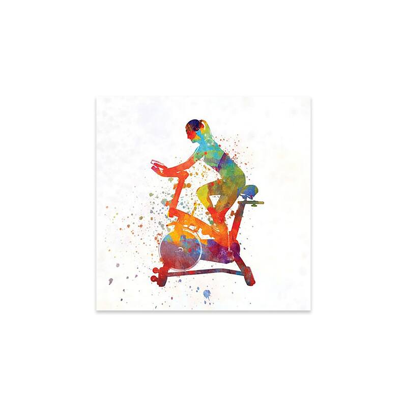 Woman Riding An Exercise Spin Bike In The Gym Print On Acrylic Glass by Paul Rommer - 24x24x0.25