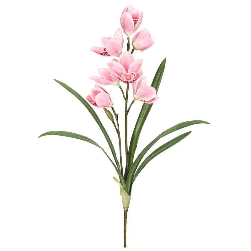 Set of 2 Pink Artificial Cymbidium Orchid Plant Flower Stem Spray 20in - 20" L x 6" W x 6" DP