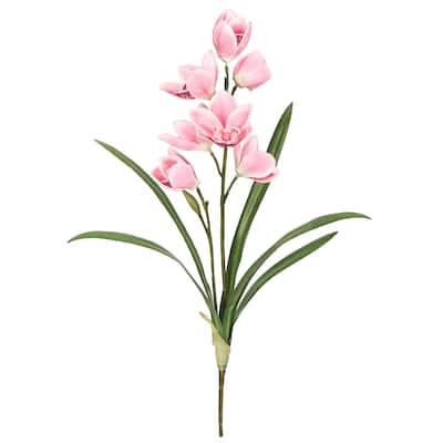 Set of 2 Pink Artificial Cymbidium Orchid Plant Flower Stem Spray 20in - 20" L x 6" W x 6" DP