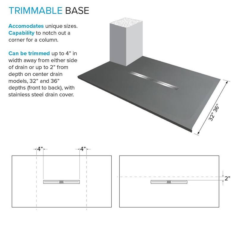 Transolid FZS6648C 64-7/8" x 47-1/2" Rectangular Shower Base with