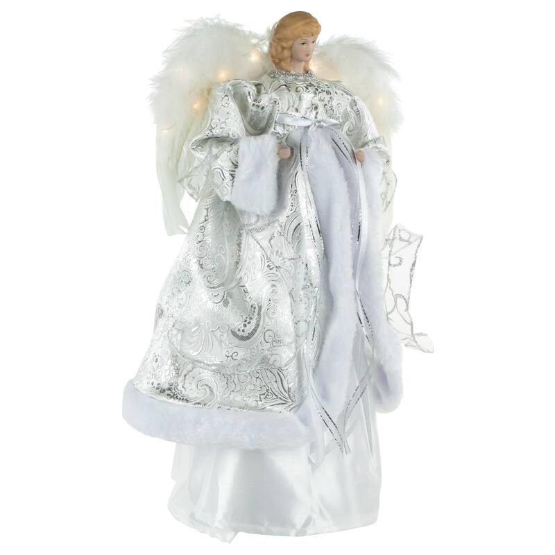 18" Lighted Angel in a Dress Christmas Tree Topper - Warm White Lights