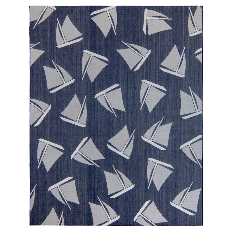 Gertmenian Paseo Bateau Navy Geometric Indoor/ Outdoor Area Rug