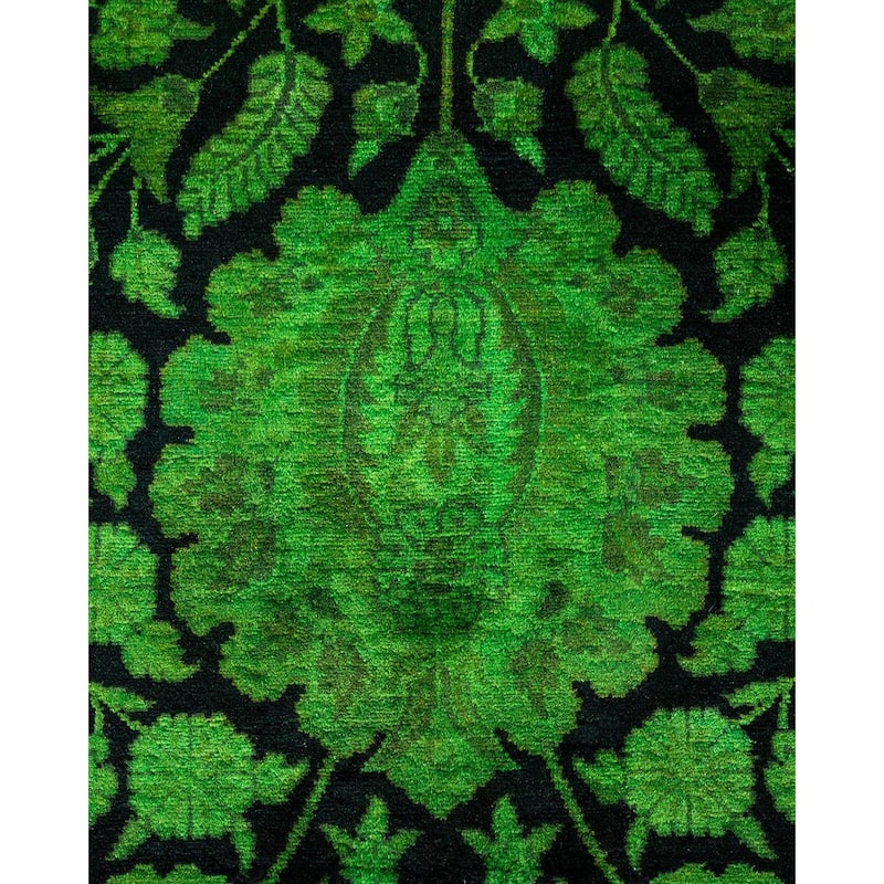 Overton Hand Knotted Wool Vintage Inspired Modern Contemporary Overdyed Green Area Rug - 8' 1" x 10' 6"