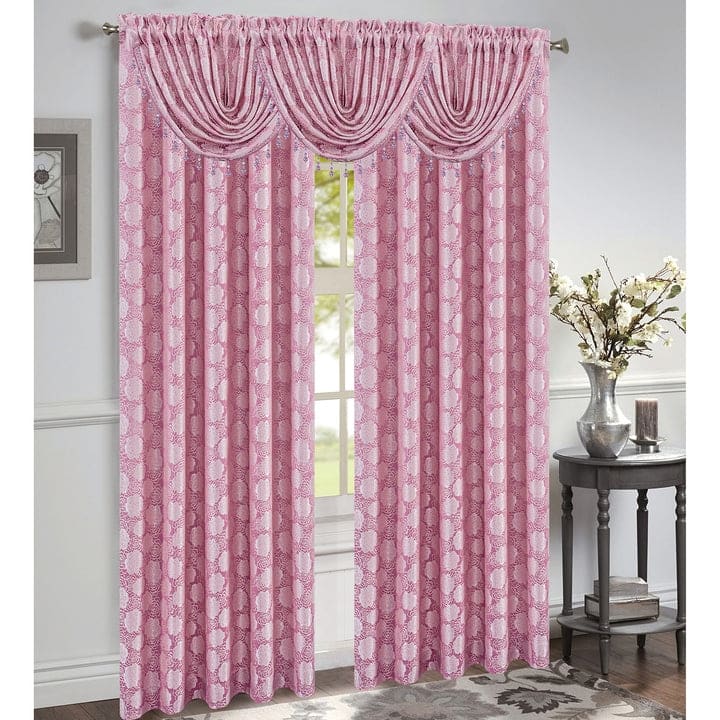 Margie Jacquard Rod Pocket Window Panel, 54x84 Inches - Rose