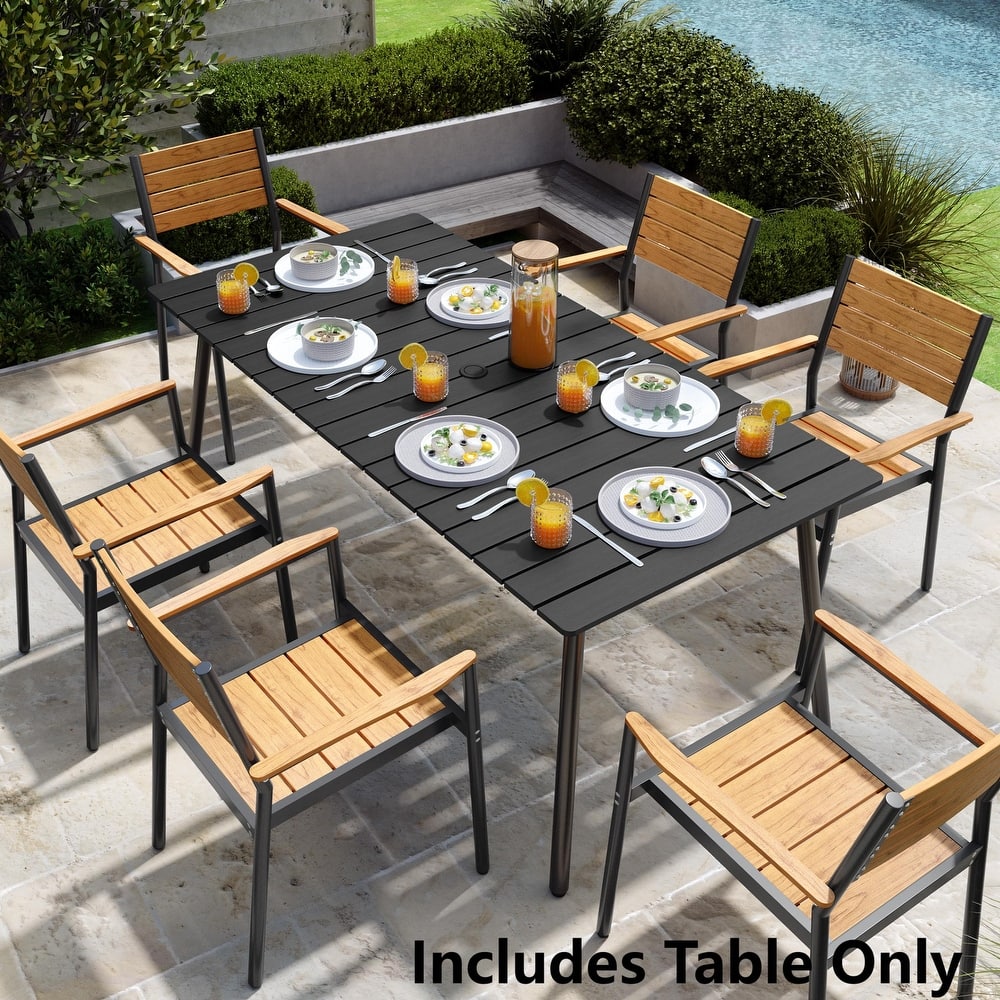 Pellebant Outdoor Aluminum Rectangular Dining Table