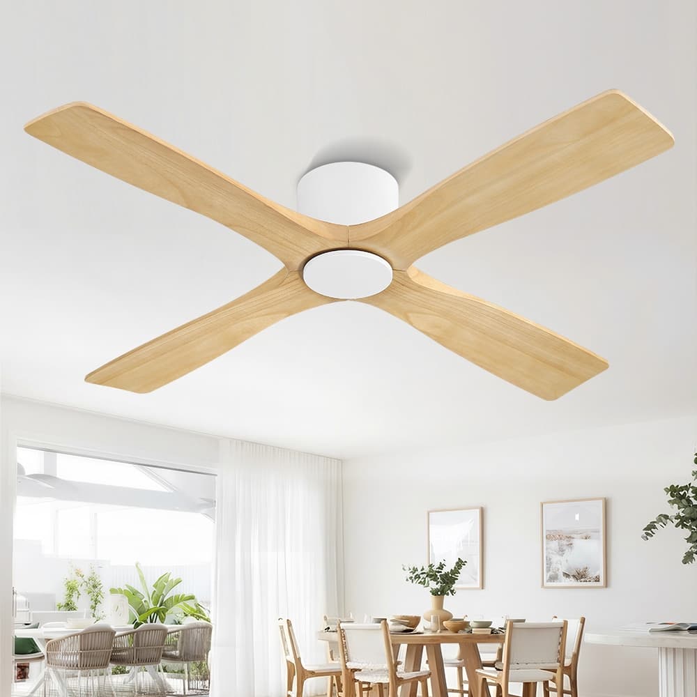 WINGBO 54" DC Flush Mount Ceiling Fan with Remote