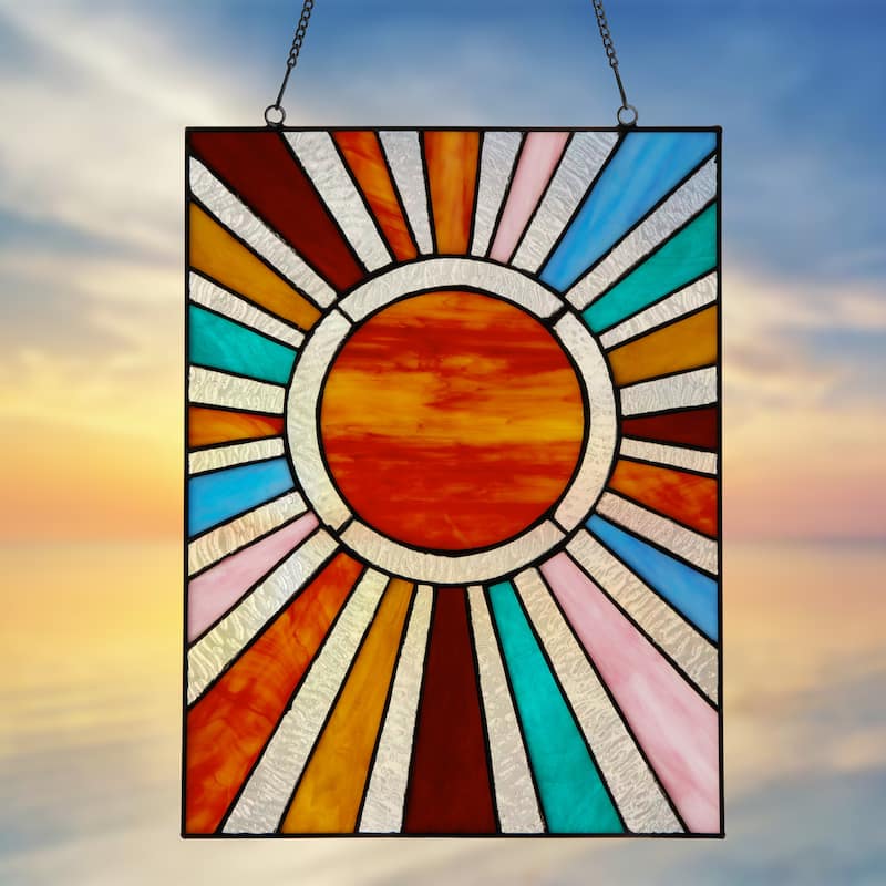 River of Goods Sunburst River of Goods Multicolored Stained Glass Window Panel - 10.5" x 0.25" x 14.5"