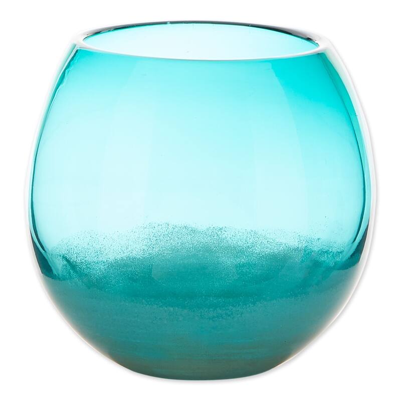 11.75" Aqua Blue Contemporary Solid Fish Bowl Vase