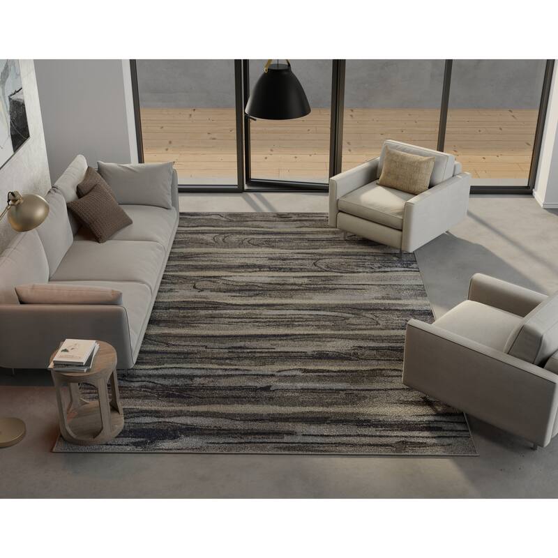 Domani Dreams Abstract Striped Modern Rug