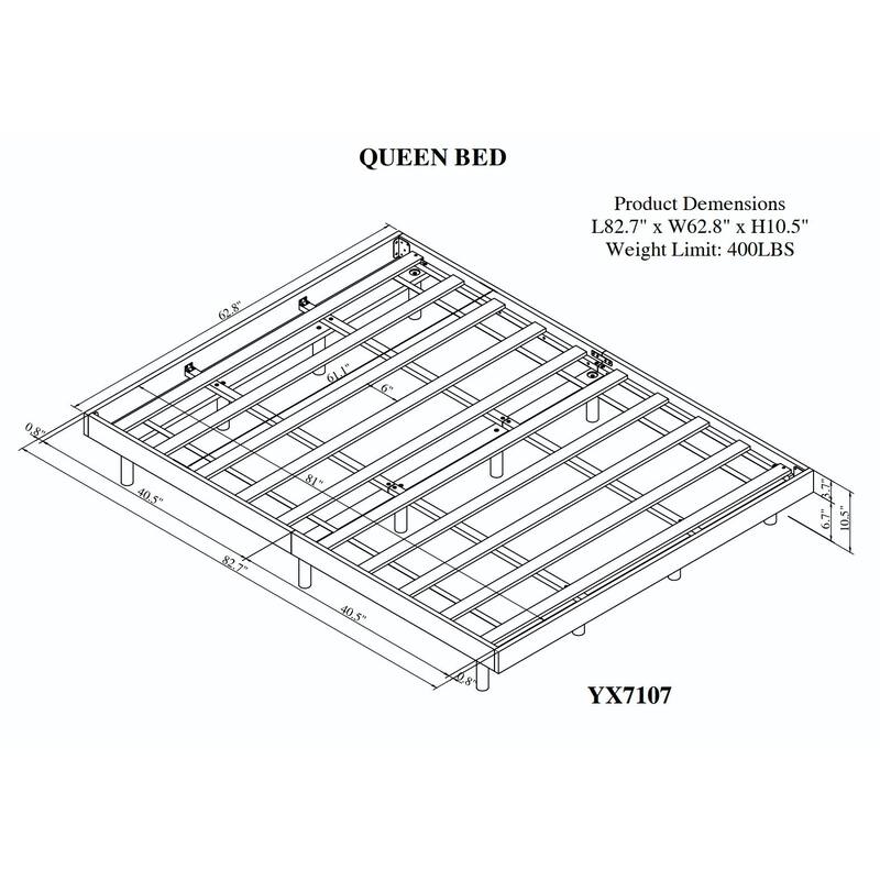Contemporary Floating Platform Bed Frame
