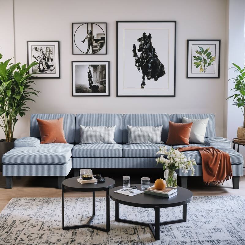 Furniwell Corduroy Modern U-section Modular Sofa