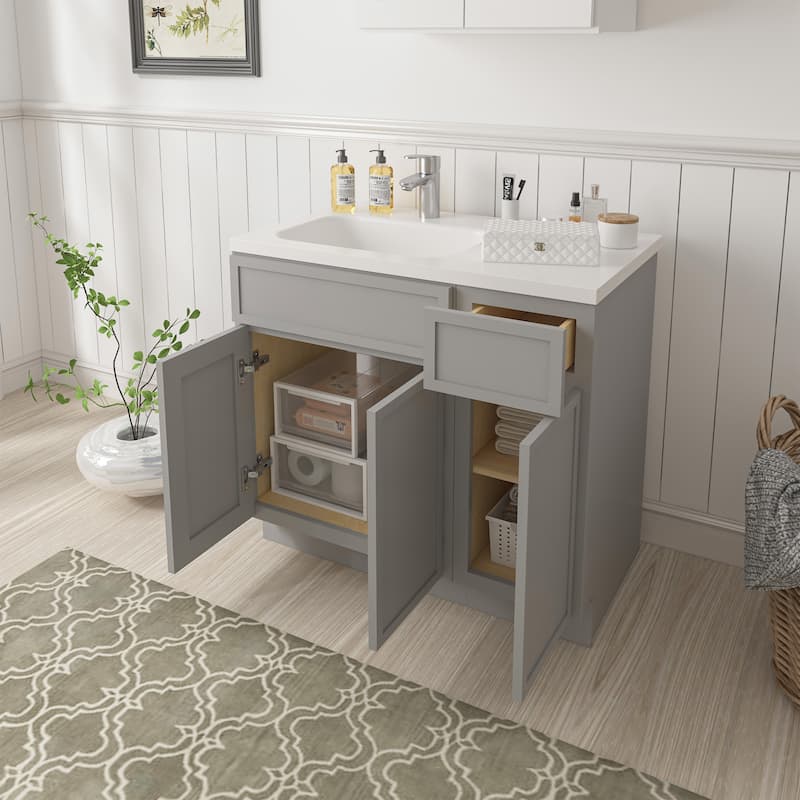 Vanity Art 36" Oak Freestanding Bathroom Vanity Cabinet without Top