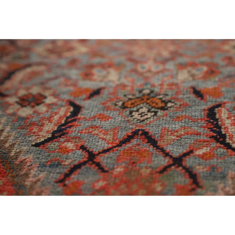 Hand Knotted Oriental 100% Wool Carpet Traditional Geometric Navy Blue & Blues Bidjar Runner Rug - 19' 6'' X 3' 5''