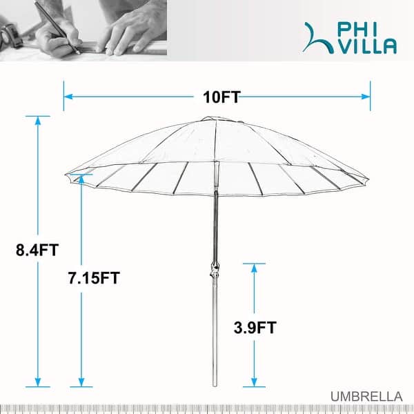 16 rib patio umbrella Rectangular Patio Umbrella Canopy 10x6.5ft 6-Rib