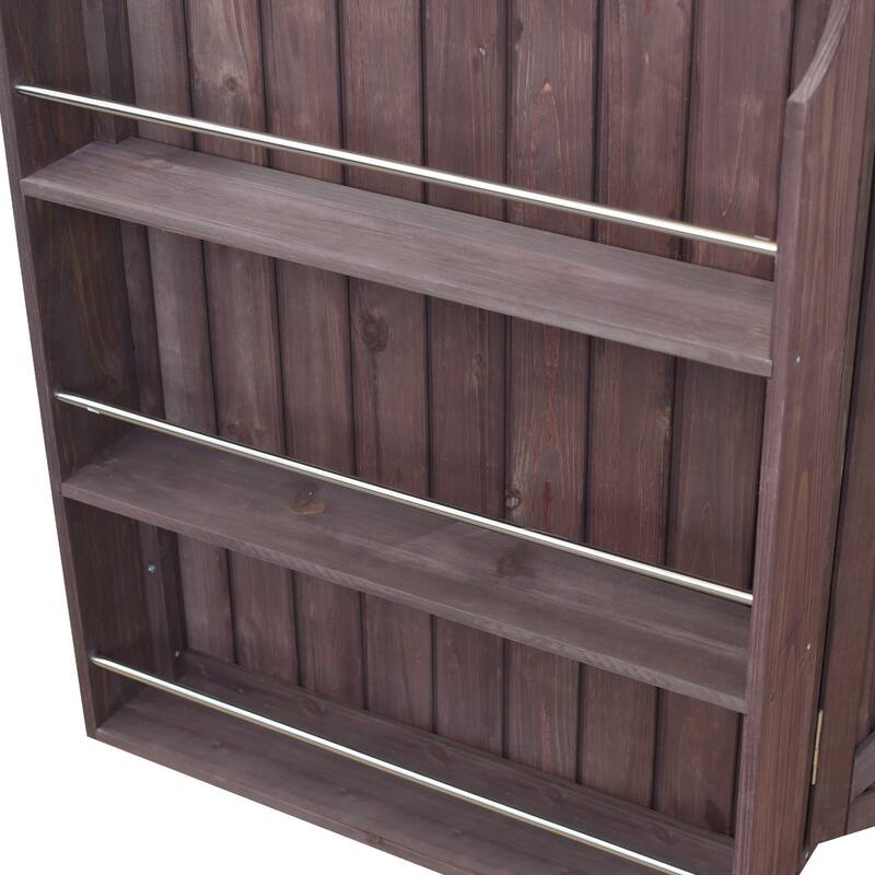 42.1" Outdoor Kitchen Island with Stainless Steel Top, Outdoor Grill Cart with Storage Cabinet and Adjustable Shelf