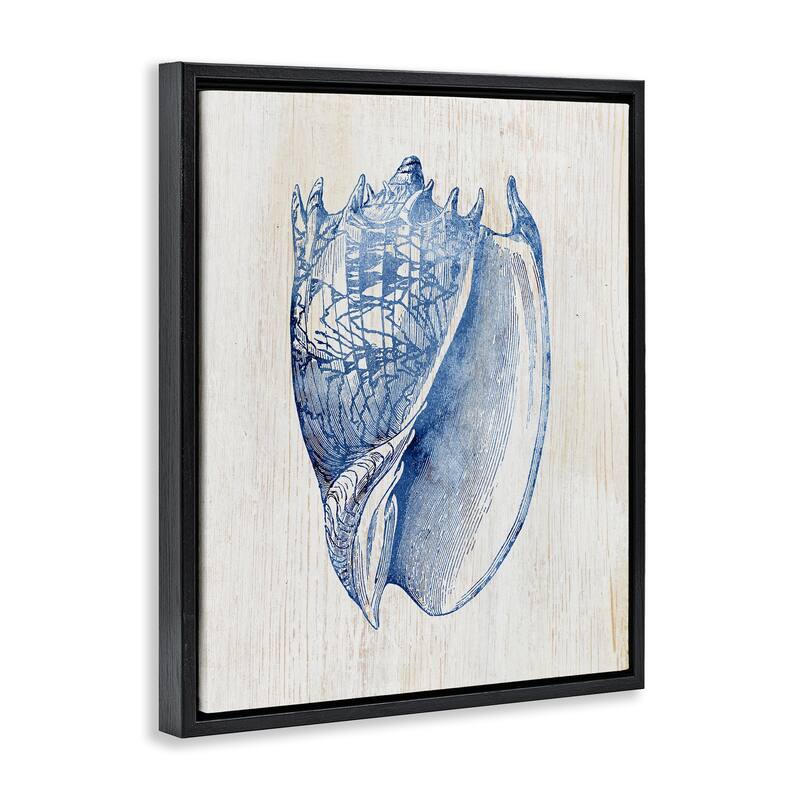 Stupell Nautical Soft Blue Conch Framed Floater Canvas Wall Art Design By Susan Arnot