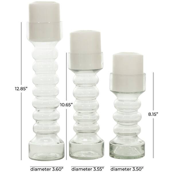 The Novogratz Ribbed Colored Glass Candle Holder (Set of 3) On Sale