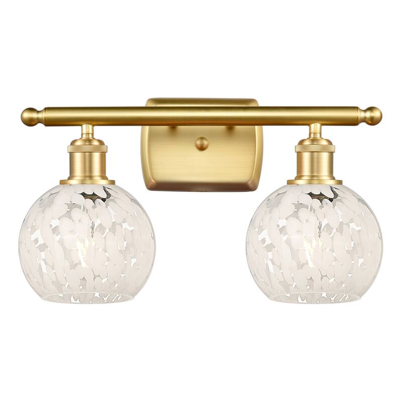Innovations Lighting 516-2W-9-16 White Mouchette Vanity White - Satin Gold / White Mouchette