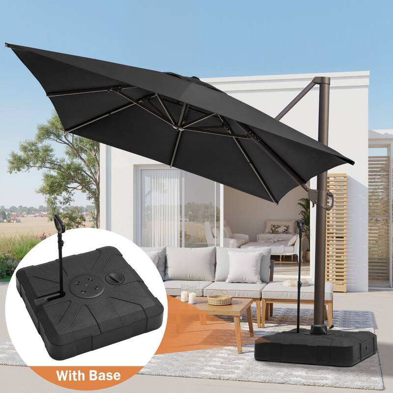 10 X 13FT Outdoor Patio Cantilever Umbrella with Rod Base - Black