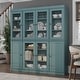 preview thumbnail 67 of 145, Palace Imports 100% Solid Wood Pantry Cabinet, Adjustable Shelves, 65" Wide, 71.5" Tall - 65" x 71.5" Aqua - 6 Clear Glass-2 Solid