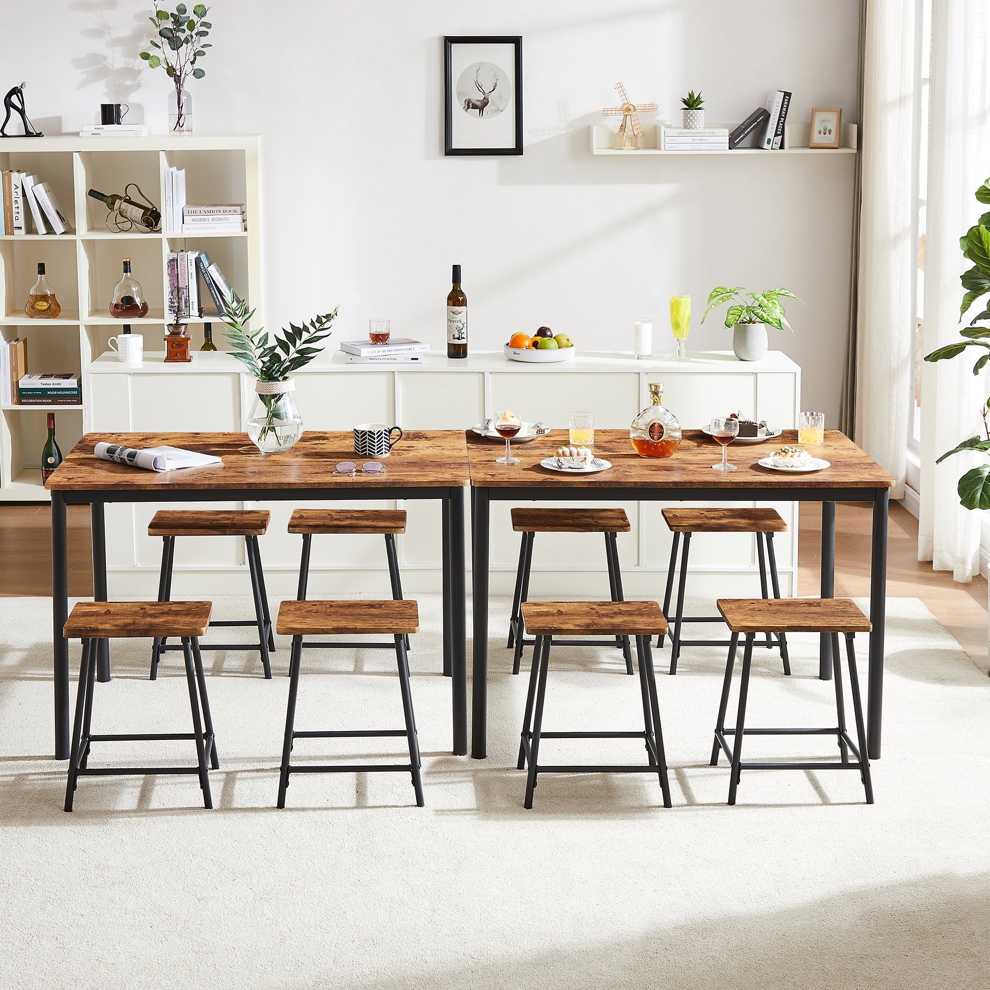 VECELO 5 Piece Dining Table Set with 4 Stools - Thumbnail 5