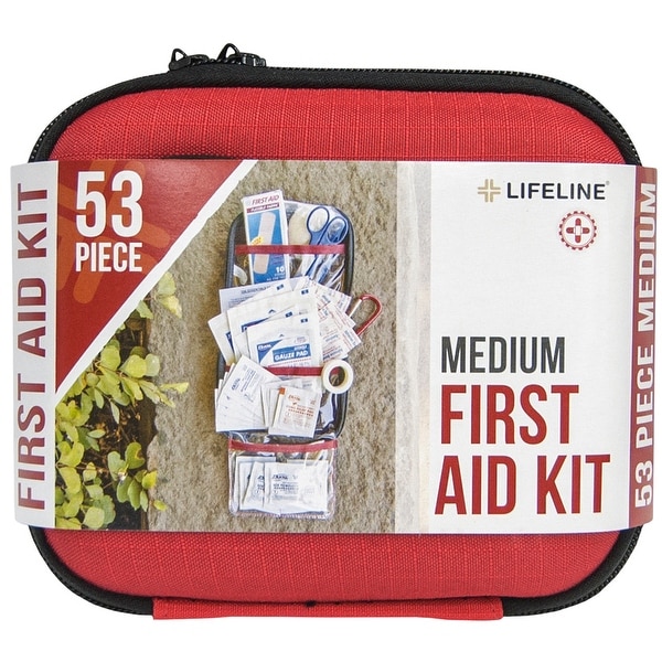 Lifeline Medium Hard-Shell Foam Case First Aid Kit - 53 Pieces - Red - m