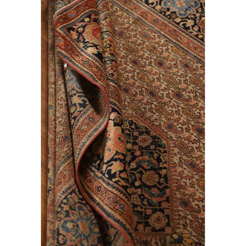 Hand Knotted Oriental 100% Wool Carpet Traditional Medallion Beige & Ivories Sarouk Area Rug - 8' 5'' X 5' 4''