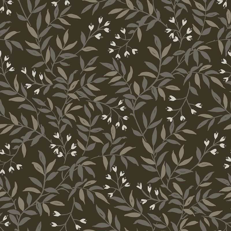 Chesapeake Senna Black Budding Vines Wallpaper