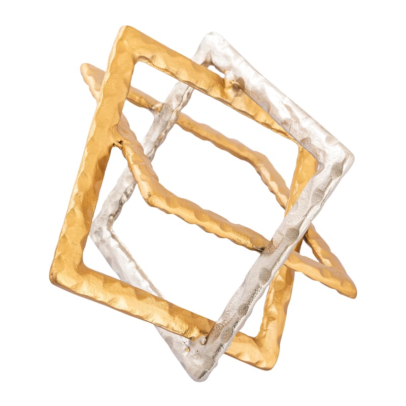 Elk Home Abstract Interlocking Sculpture - Brass and Nickel