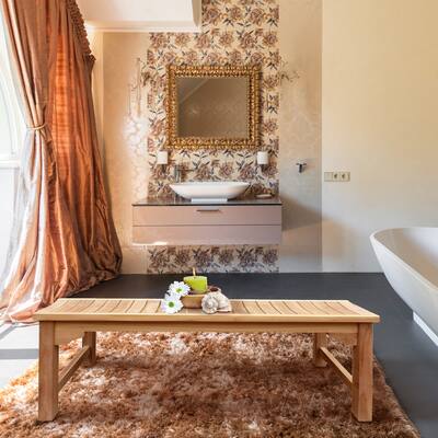 Teak Wood Lagos Bathroom Shower Bench, 4 Foot - N/A