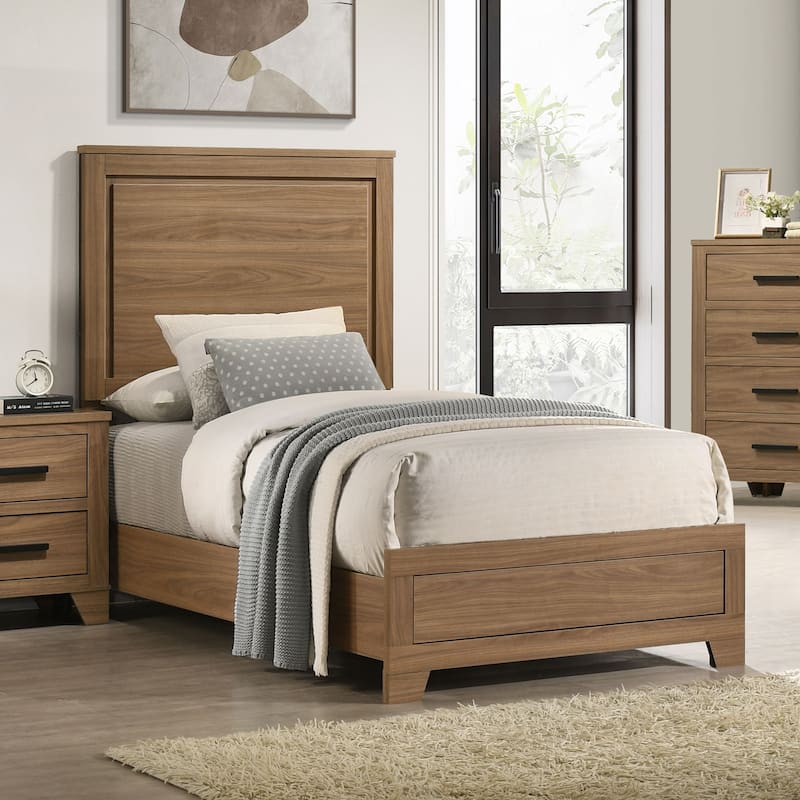 Furniture of America Nyess Modern Chestnut Brown Solid Wood Kids Panel Bed - Twin