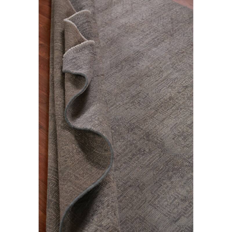 Hand Knotted Oriental 100% Wool Carpet Transitional All-Over Greys & Charcoal Oushak Area Rug - 8' 10'' X 6' 1''